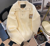 Autumn Winter New Pullover Turn-down Collar Sweater Male Tide Brand Loose Korean Lapel Knitted Plaid Sweaters Tops Men