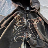 Zipper Hoodie Y2K Harajuku goth Long Sleeve Sweatshirt Oversized Hooded Jacket Gothic Loose Streetwear Skull Anime Men Women