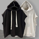New Solid Color Simple Hooded Sleeveless T-shirt Men's Summer Pure Cotton Street All-match Handsome Vest Top Casual Loose