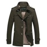 Foesce Trench Coat Men Solid Mid-length Autumn Mens Jacket Young Winter British Fashion Slim Casual Windbreaker Men Clothing