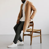 Fashion Trend Mens Overcoats Autumn And Winter Vintage Solid Wool Coats For Men Casual Long Sleeve Button-down Lapel Long Jacket