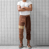 Men's Knitted Pants Autumn Winter Color Matching Acrylic Knitted Trousers Casual Pants Men Autumn Winter Warm Drawstring