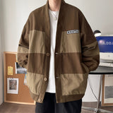 Spring Men's Retro V-neck Jacket with Oversized Fashionable Fat Man Loose Personality Jacket