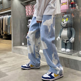 Foesce Tie-dye Jeans Denim Pants Men's Jeans for Men Streetwear Jean Baggy Man Male Oversize Trendyol Mens Wide Men´s Boys Clothing
