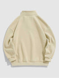 Foesce Cotton Hoodie for Men Solid Fleece Lining Sweatshirt Turtleneck Zipper Streetwear Pullover Fall Winter Warm Sweats Hoodies