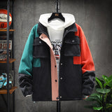 Foesce New Mens Spring Autumn Jacket Zipper Casual Hooded Jakcet Fashion Patchwork Windbreaker Jacket Men Waterproof Coat