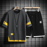 Summer Black White Tracksuits For Men's Set Sleeves T-Shirt + Shorts Sportswear Brand Sporting Suit Oversize 5XL