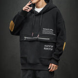 Foesce-Japanese Fashion Colorblock Letter Print Hoodie Men Autumn and Winter Sleeve Patch Plus Size Thick Hoodie Harajuku Men Clothing