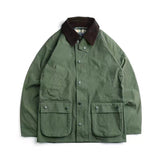 Foesce Vintage Wax Jacket Men Autumn Winter Windbreaker Waterproof Multi-pocket Raglan Sleeve Jacket Casual Zip Cardigan Coat