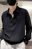 Summer Plaid Shirts Men Loose Long Sleeve Casual Shirt Black/white Single-breasted Social Party Tuxedo Blouse Men Clothing