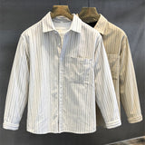 Temperament retro corduroy striped shirt men's spring and autumn style day casual long-sleeved shirt