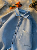 Foesce Japan Thickened Warm  Collar Shirt Trendy Men Autumn Winter Retro Jacket Hong Kong Style Oversize Warm Blouse Top