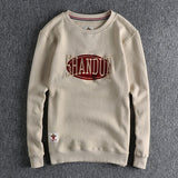 Autumn New American Retro Pineapple Knitted Embroidery Sweatshirts Men's Simple Heavyweight Washed Pullover Casual Sportwear