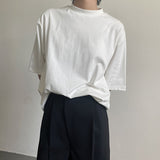 Foesce High Quality Luxury Solid Color T-shirt Niche Crew Neck Japanese Short Sleeve T-shirt Men Summer Loose Casual Bottoming Shirt