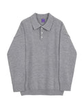 Autumn Men's Polo Collar Lightweight Sweater Men's Loose Korean Fashion Kintwear Long Sleeve Oversized Clothes Male