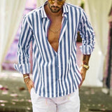 Spring Men Long Sleeve Social Fomal Shirts Slim Striped Shirt Blouses For Men Normal Top Oversized Elegant Shirt Male Clothes