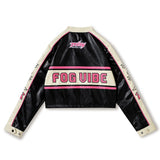 Dark Icon Embroidery Patchwork Motorcycle Jackets for Women Autumn Street Fashion Girl's Jacket
