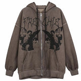 Foesce Autumn and winter new high street retro Y2K skull hoodie male and female couple jacket sweater skull print pullover sweatshirt