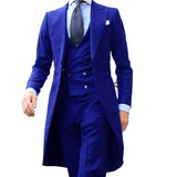 Foesce New Arrivel Long Coat Designs Chinese Red Men Suit Gentle  Tuxedo Prom Blazer Custom 3 Pieces (Jacket+Vest+Pants)