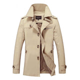 Foesce Trench Coat Men Solid Mid-length Autumn Mens Jacket Young Winter British Fashion Slim Casual Windbreaker Men Clothing
