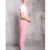 High Street Solid Color Jeans Overalls For Men Fashion High Waist Denim Jumpsuits Casual Sling Pants Hawaiian Tourism Clothing
