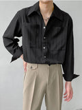 Foesce Men Long-sleeved Shirt Spring Summer Light Mature Korean Solid Blouse Unisex High-end Handsome Luxury Shirt Tops