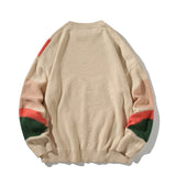 Autumn Oversize Patch Sweatercoat Men Baggy Jumper Fashion Harajuku Streetwear Knitwear Pullovers Clothing Male Female Plus Size