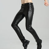 Men's Faux Leather Trousers For Male Men's Clothing New Leather Trousers For Men Black Casual Businesswear Pants