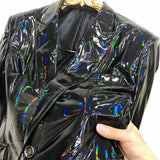 Black Magic Mirror Bright Leather Blazer Men Plus Performance Suit Jacket Soft Lacquer Leather Jacket Custom Nightclub