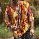 Mens Vintage  T-shirt Summer Top Casual Blouses Shirts Half Sleeve Cotton Linen Shirts Men Loose Baggy Shirt Silk Chemise Homme
