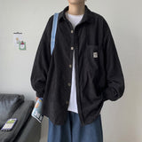 Foesce Art Style Men's Corduroy Long Sleeve Shirts Autumn Korean Shirt Woman Fashion Casual Oversize Shirt Coat Quality Clothing
