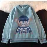 Foesce Bear Sweater Men's Tide Ins Ultrafire Autumn Winter Couples To Make The Bottom Line Shaping Wind Wild Loose Net Red Sweater