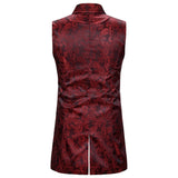 Mens Waistcoats Fall Vintage Floral Embroidery Turn-down Collar Double Breasted Sleeveless Vest Jacket Spring Men Retro Blazers