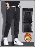 Winter Thick Warm Fleece Jeans Men Pants High Qualiy Large Size Stretch Cotton Solid Denim Joggers Baggy Jean Trousers