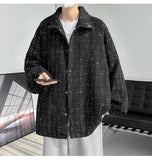 Spring Autumn Casual Premium Heavy Shirts Men Solid Loose Long Sleeve Shirts Male Hip Hop Thick Korean Man Woolen Coat New