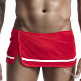 Men's Shorts Skirt Summer Fashion Solid Color Striped Slit Shorts Men's Low Waist Personalized Home Shorts