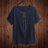 Men's Oversized T Shirt 5xl 6xl Linen Male Big Large O-neck T Shirt Chinese Style Fat Guy Plus Size Casual Short-sleeve T-shirt