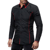 Spring Fall Men Clothes Casual Shirts Contrast Color Long Sleeve Buttoned Lapel Cardigans For Mens Fashion Shirt Streetwear
