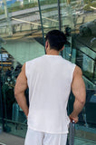Summer man knitted fitness vest men's I-back slim vertical stripe fashion sportswear breathable training sleeveless