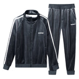 High end men's double-sided gold velvet J jacket suit warm and casual sportswear in autumn and winter