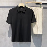 Summer New Solid Color Men Polo Shirt Comfortable Simple Casual Business Male Office Short-sleeved Shirt Black White Gray