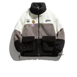 Foesce New Fashion Stitching Polar Fleece Hoodie Women Casual Loose Winter Thickened Top Wool Lamb Fleece Jacket Winter Clothes Women