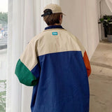 Hip Hop Double-sided Varsity Jacket Men Color Block Street Coat Stand Collar Spring Autumn Casual Japanese Harajuku Jackets