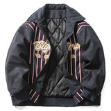 Winter Oversize Stripe Bomber Jacket Men Letter Embroidery Cotton-Padded Coat Fashion Korean Street Zip Up Parka Clothing Male