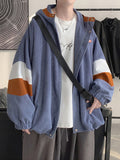 Autumn Contrast Color Corduroy Jacket Men New Trend Jacket Male Zip Up Hoodie Windbreaker