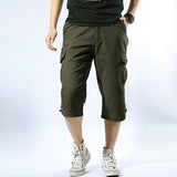 Knee Length Cargo Shorts Men's Summer Casual Cotton Multi Pockets Breeches Short Trousers Military Camouflage Shorts Belt 5XL
