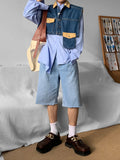 Men's Coat Denim Sleeveless Vest Male Tank Tops Cropped Top Men Patchwork Casual Outerwear Korean Streetwear Hip Hop