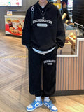 Japanese Cityboy Sweatshirt Suits Men Hip Hop Corduroy 2pcs Suit  American Lapel Shirt + Letter Pants Autumn Preppy Set
