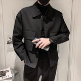 Foesce Jackets Men Autumn Pockets Turn-down Collar Skinny Fashion Outwear Plus Size Streetwear New Arrival BF Clothing Cazadora Hombre