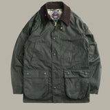 Foesce Vintage Wax Jacket Men Autumn Winter Windbreaker Waterproof Multi-pocket Raglan Sleeve Jacket Casual Zip Cardigan Coat